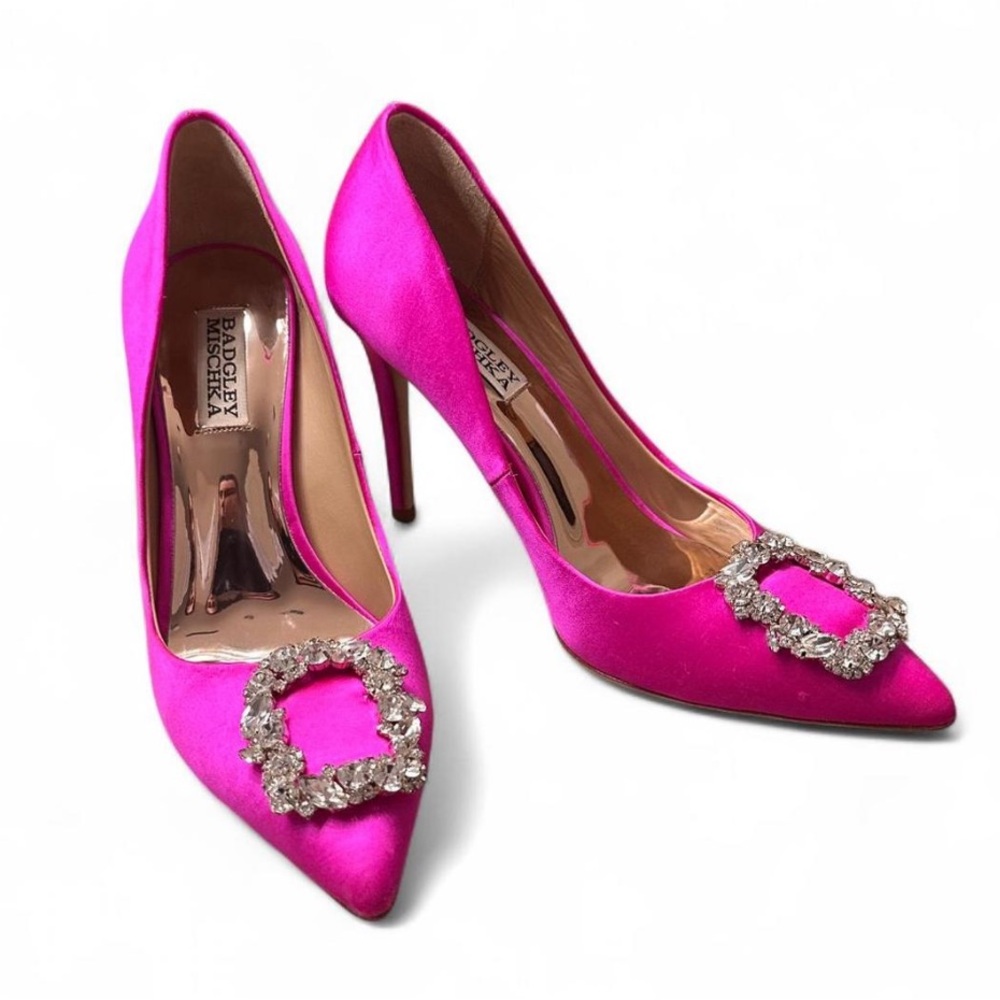 Badgley Mischka Fuchsia Heels with Sparkling Buckle